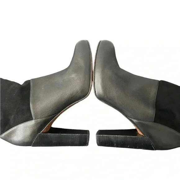 Women's Rachel Zoe mob wife Black leather Mid-Calf boots Size 9 moto biker - Picture 5 of 10